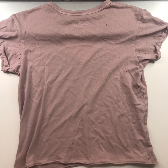 American Eagle- Distressed v-neck cut out top - Picture 2 of 4